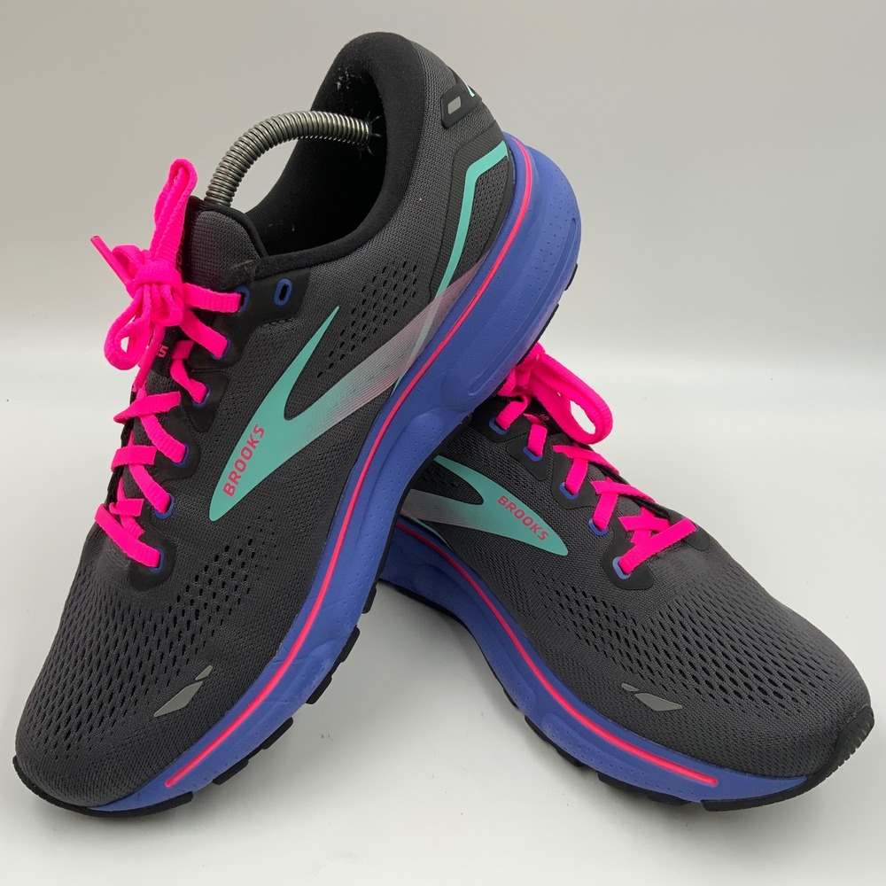 Brooks Ghost 15 Womens Running Shoes Gray Pink Purple 1203801B079 Size 12